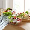 Gran Exportación Caliente Flor de Hielo Diamante Vidrio Tazón Ensalada de Frutas Tazón Sopa de Verduras Postre Transparente Espesado Tazón