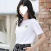 Camiseta Blanca de Manga Corta Bordada con Abeja de Dibujos Animados Transfronteriza para Mujer Verano 2024 Nuevo Diseño Moda Casual Top