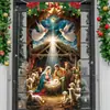 Cortina de puerta de Navidad, tela de fondo de puerta de poliéster, decoración de puerta para fiestas festivas, venta al por mayor transfronteriza, admite diseños personalizados basados en imágenes proporcionadas