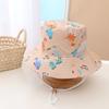 Sombrero para el Sol de Primavera y Verano Sombrero de Cubeta Coreano para Niños Dinosaurio Estampado Exterior Fino Ala Grande Sombrero de Pescador Sombrero de Bebé