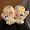 Luvas para Mulheres Inverno Quentes Luvas de Mão Desenho Animado Luvas de Pelúcia Espessadas Alça de Pescoço Estudante Resistente ao Frio Luvas de Ciclismo