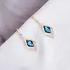 Brincos Estilo Palácio Europeu e Americano Agulha de Prata Azul Klein Geométricos Gota de Água Diamante Borla Amor Zircônia Brincos para Mulheres