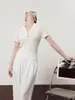 Roupas femininas transfronteiriças no atacado: popular, fluído, perna larga, cintura elástica, caimento solto, seda gelo, calça casual reta HBZW800728