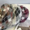 Boina Plaid Nueva y Colorida Japonesa Mezclada con Lana y Pelo de Conejo para Niñas Otoño e Invierno Sombrero de Pintor Retro Literario