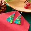Pendientes Navideños Transfronterizos Europeos y Americanos con Nuevo Patrón, Personalizados, Sencillos, Festivos y Lindos, Pendientes de Fiesta de Acrílico Simulado para Mujer
