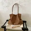 2026 nova bolsa tote de camurça estilo coreano moda retrô nicho, grande capacidade, casual, simples, bolsa de ombro, bolsa crossbody