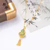 Esperando el mismo estilo de collar de calabaza de loto azul quemado con colgante de borla Fulu cadena para la clavícula como regalo para su novia