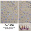 Redanco5D Estampado Ins Celebridad de Internet Dibujos Animados Pegatinas para Uñas con Flores de Papel de Oro y Plata Pegatinas 3D para Uñas Dr1659