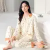 Pijamas de Venta Caliente para Mujer 2026 Nuevo Otoño Primavera Algodón Puro Casual Manga Larga Talla Grande Estampado Ropa de Casa Se Puede Usar al Aire Libre