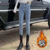 Calça Jeans Skinny de Cintura Alta com Forro de Lã Calças Femininas Stretch Nova Slim-Fit para Uso Externo Quente Espessada Justa Lápis Inverno