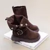 Botas Martin de otoño e invierno para niños y niñas, botas versátiles de gamuza de caña media vintage, botas amarillas de estilo británico de suela blanda para niñas