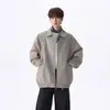 Chaqueta retro de cuero PU de alta calle americana para hombre, otoño talla grande holgada moderna chaqueta de motorista