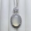 Transmisión en Vivo de Colgante Huevo de Hielo Blanco Jadeado Collar con Forma de Huevo Comparable a Ágata Jadeíta Color Tipo Hielo Iluminación Luz de Lujo Cadena para Clavícula Jade