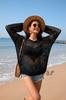 Verano 2024 Amazon nuevo suéter de mujer cuello redondo hermosa blusa de playa vacaciones color sólido suéter de mujer