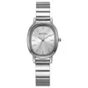 Moderna Ovalada de Bambú con Eslabones de Acero Correa para Mujer Casual Simple Moderna Plata Reloj de Pulsera Minimalista Lujo Ligero