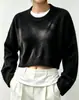 Suéter de moda para mujer europeo y americano, top de punto para mujer con cuello redondo, chaqueta suéter corta sexy suelta nueva de otoño e invierno transfronteriza