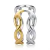 Anillo abierto de acero inoxidable con diseño de línea cruzada para mujer, joyería al por mayor transfronteriza chapada en oro al vacío, resistente a la decoloración