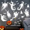 Novos Adesivos de Halloween Preto e Branco Fantasminhas Morcegos Gatos Pretos Decoração para Vitrine de Loja de Festas de Halloween