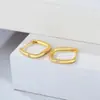 Pendientes de Aro Cuadrado Pequeño Sencillos de Plata de Ley S925 de Gama Alta, Tendencia, Temperamento Rectangular, Aros Geométricos Lisos, Clavos, Pendientes Minimalistas