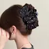 Pinza para el Cabello Elegante de Lunares con Lazo Estilo Francés para Mujer, Sensación de Alta Gama, Pasador para la Parte Posterior de la Cabeza, Accesorio para el Cabello Dulce Coreano de Pinza de Tiburón