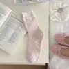 Meias Femininas Primavera Verão Finas Rosa Floral Renda Meia-Calça Amontoadas Ins Tendência Simples Versátil Estudante Meia Meia-Calça