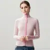 Cardigan Tricô Listrado Color Block Doze Fios 30% Cashmere 70% Lã Feminino Manga Longa