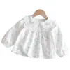 Camisa Floral Estilo Coreano para Niñas 2026 Otoño Nueva Llegada Bebé Niña Dulce Bordado Cuello de Muñeca Camisa Top Lindo