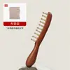 Peine Recto de Cobre Sándalo Arena Dorada Cabeza de Dientes Anchos Peine Masajeador Cabello Rizado Cabello Largo Terapia Capilar Peine de Meridianos Unisex