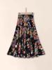 Vestido Midi Delgado con Pliegues de Flores Primavera y Verano Cintura Elástica Falda Longitud de Baile Cuadrado 72cm Falda Solar de Seda de Hielo