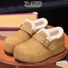 Zapatos Birkenstock de Piel de Vaca de Cobertura Total para Aumentar la Altura 2026 Nuevos Zapatos de Algodón Cálidos Forrados de Lana para Otoño e Invierno Zapatos de Lana de Cordero de Suela Gruesa