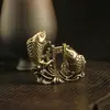 Latón Puro Retro Carpa Saltando sobre la Puerta del Dragón Adornos de Cobre Artesanía para Escritorio de Oficina Mascotas de Té para el Hogar