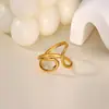 Anillo Popular de Diseño de Línea Geométrica Acero Inoxidable Chapado en Oro de 18 Quilates Simple Abierto Ajustable Anillo de Estilo Metálico para Mujeres
