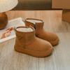 Superfície de Couro com Forro de Lã, Espessado para Aquecimento, Botas de Neve com Solado Grosso Aumentador de Altura, Modelo Novo 2024 Botas para Mulheres, Estilo Popular, Sapatos de Algodão do Nordeste para Mulheres