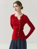 Cárdigan Asimétrico de Punto de Cachemira para Mujer con Cuello en V Ajustado Estilo Nuevo Otoño e Invierno Color Sólido Botones Irregulares Estilo Simple