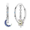 Moda Europea y Americana Estilo Lujo Ligero Versátiles Pendientes de Aro Azules para Mujer con Tachuelas de Diamantes Diseño Simple para el Día a Día Modernos Creativos