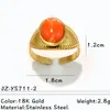 Anillo Yusen de Acero Inoxidable con Piedra Natural Europea y Americana Joyería de Mano para Mujer Nicho Lujo Accesible Anillo de Acero de Titanio que No se Desvanece Joyería Transfronteriza