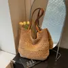 Bolso Tejido de Paja Hueca para Mujer, Verano Playa Viajes, Bolso Tejido Estilo Perezoso, Estilo Vacaciones Artístico, Bolso de Hombro de Gran Capacidad para Viajes Diarios
