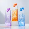 Trofeo de cristal personalizado con panel biselado iridiscente fluido, estrella de cinco puntas, premio de alta gama para la reunión anual de la empresa, premio al empleado destacado