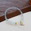 Pulsera de Aguamarina Natural para Mujer, Diseño de Nicho Ins de Alta Gama, Joyería Versátil Exquisita de Cristal con Cuentas al por Mayor