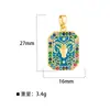 Colar de cartão de tarot quadrado transfronteiriço com pingentes de tartaruga marinha com gota de óleo, cabeça de carneiro, cabeça de touro, acessórios DIY, banhado a ouro real 18K