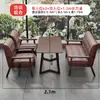 Sillón Sofá Estilo Madera Maciza, Set de Cafetería y Té de Leche, Combinación de Mesa y Sillas de Comedor, Cabina Retro para Restaurante Catering Casa de Té Comercial
