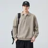 Roupas Masculinas Fengshe / Nova Camisa Polo Masculina de Meio Zíper para Primavera e Outono, Manga Longa, Gola Reversível, Blusa Grossa Masculina