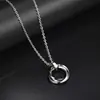 Colar Masculino Estilo Coreano Hip-hop Pingente de Três Anéis Aço Titânio Personalizado Tendência Simples Corrente Acessórios Joias