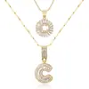 Amazon Transfronterizo Popular Collar con Colgante de Zircón Redondo Letra Inicial 26 Cadena de Clavícula en Capas Joyería Versátil de Moda