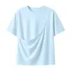 Camiseta de Manga Corta con Bolsillo Grande, Corte Holgado, Top Casual de Hombro Caído para Verano, Puede Guardar Artículos para Mascotas y Teléfono, Versátil y Moderno