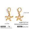 Collar Colgante Estrella de Mar con Concha de Perla de Acero Inoxidable Europeo y Americano Pendientes para Mujer Hebilla de Oreja Cadena para Clavícula Estilo Playa