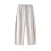 Calça de sarja imitação de algodão de cintura alta com perna curva estilo americano descontraído, calça longa casual fácil de cuidar para mulheres, Outono 2026
