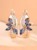 Aretes de Zirconia Marquise de Cuatro Pétalos Color Dorado Champagne, Aretes Florales Vintage Incrustados de Diamantes, Aretes para Fiesta de Noche que Realzan la Elegancia, Al por Mayor