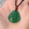 Colgante de calcedonia natural, colgante de jade Guanyin, collar de Buda de calcedonia blanca, hebilla de ágata verde, colgante de judías verdes