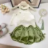 Conjunto de Verão para Meninas 2026 Novo Estilo Estilo Chinês Colete Bordado e Shorts Florais Conjunto Casual Retrô de Duas Peças